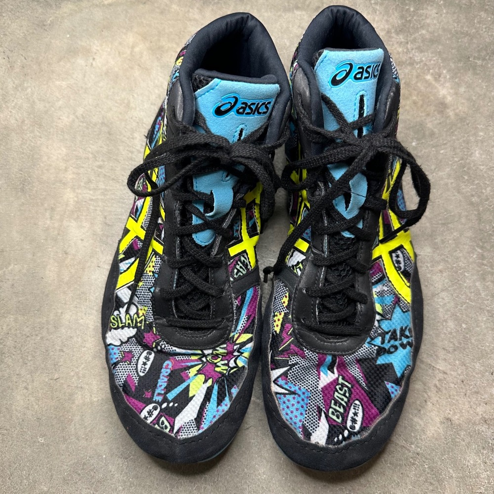 Asics JB Elite III Wrestling Shoes Jordan Burroughs Comic Print‎ Mens 10.5 Black
